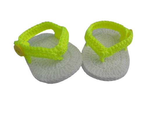 Crochet Baby Flip Flops, Baby Yellow Neon Sandals, Summer Baby Sandals Sea Outfit Tanga Shoes (3-6 months)