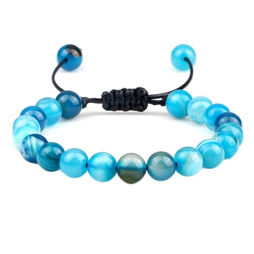 Bracelet perle agate homme perles naturelles rondes beiges et blanches élastique 17cm
