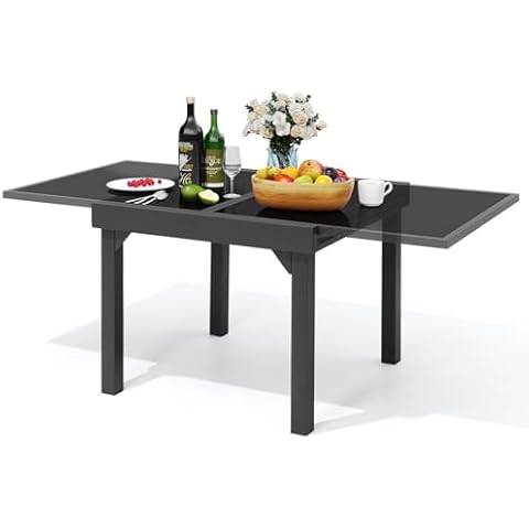 PATIOHIT Aluminum Outdoor Dining Table - Extendable Patio Table Cover
