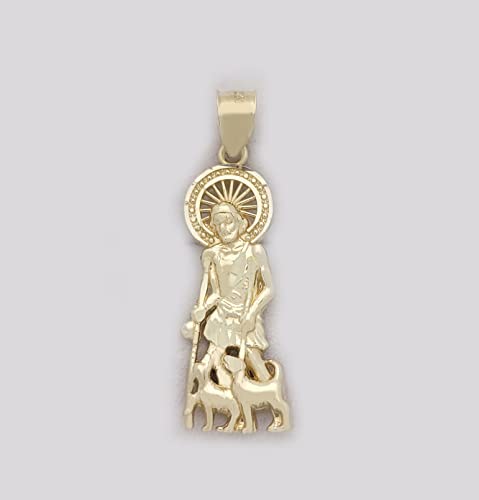 10K Yellow Gold Saint Lazarus Pendant Charm Patron Pendant St. Lazarus 1.25 in2
