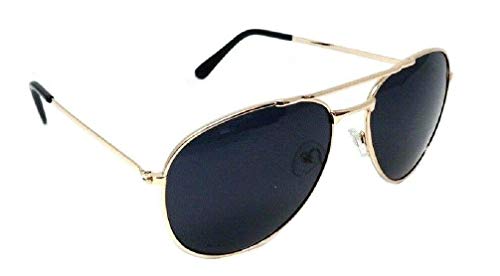 Black & Gold Pilot Aviator Sunglasses