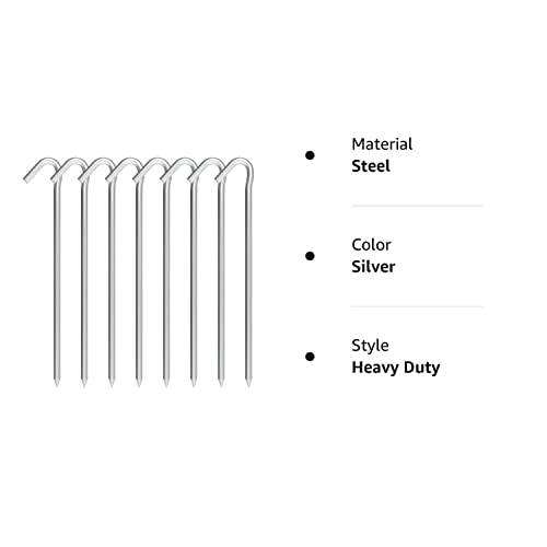 Ok5Star 9 Inch Galvanized Tent Stakes Metal Tent Pegs Heavy Duty Steel Yard Camping Stakes Tarp Hooks Inflatables Outdoor Decorations, 8 Pack #TOP7