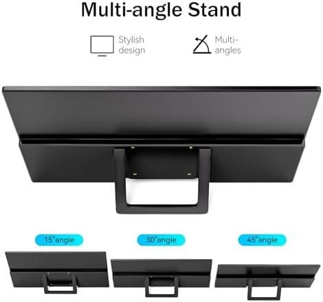MSCMPOVA Portable Monitor 15.6 Inch 1080P FHD USB-C HDMI Ultra-Slim Travel Monitor with Kickstand & Speakers, IPS Gaming Display Screen Extender for Laptop PC Mac Phone PS Xbox Switch — view 5