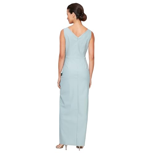 Image of Alex Evenings Women's Slimming Long Side Ruched Dress with Cascade Ruffle Skirt