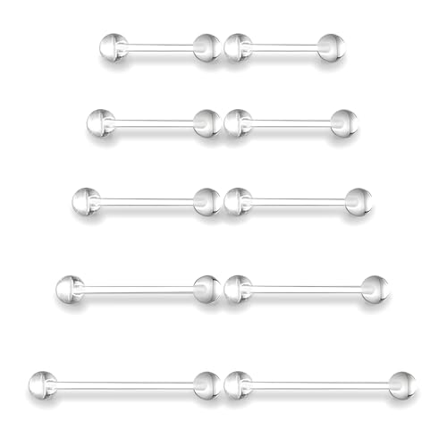 14G Clear Flexible Tongue and Nipple Piercing Retainers 12mm/14mm/16mm/19mm /25mm Invisible Plastic Tongue Rings and Nipple Rings Hypoallergenic Clear Piercing Jewelry for Surgery Work and to Prevent Piercing Hole Closure