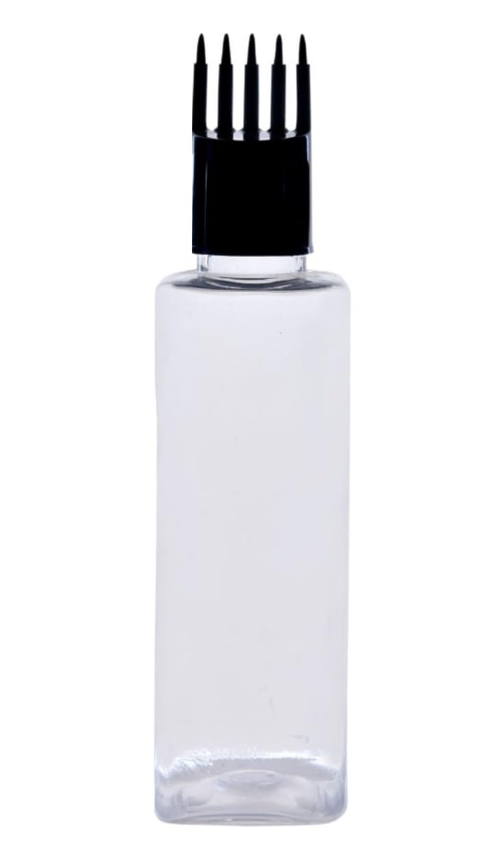 100 ML Empty Hair Root Comb Applicator Oil Shampoo Comb Refillable Sqaure Transparent Bottle With Applicator Cap - Set of 50 - Image 7 thumbnail