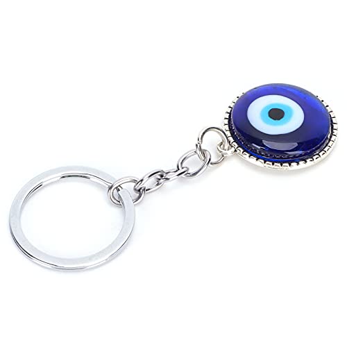 Folany 2Pcs Turkish Blue Evil Eye Keychain, Pendants Crafting Glass Keychain with Keyring, Hanging Ornament Jewelry Accessories Amulet for Good Luck, Blue, average size