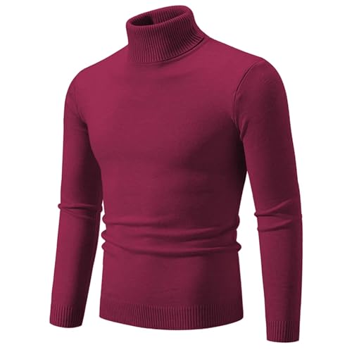Men'S Warm Turtleneck Long-Sleeved Solid Color Stretch Knitted Bottoming Pullover Sweater4
