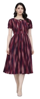 Stylish Flared Maxi Dress with Short Puff Sleeves for Women & Girls-image-4