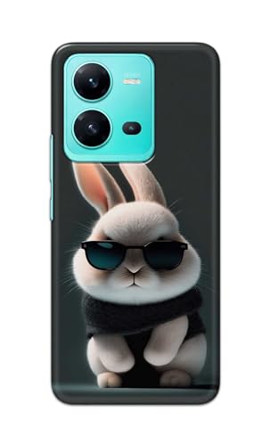Image of PRINTFIDAA Printed Hard Back Cover Case for Vivo V25 Back Cover (Cool Baby Rabbit) -112