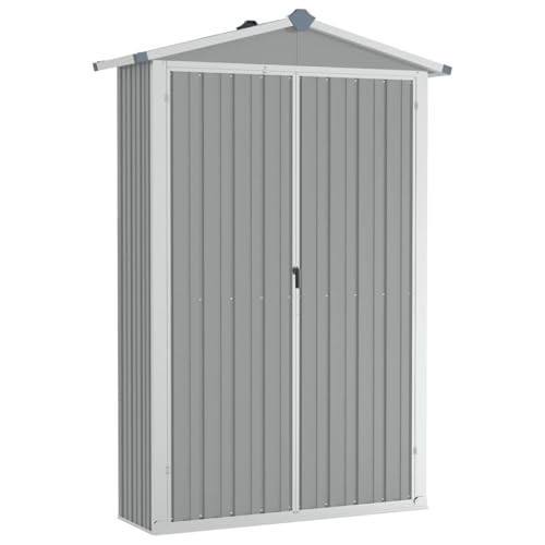 vidaXL Gerätehaus Ohne Boden Geräteschuppen Gartenhaus Geräteschrank Gartenschrank Schuppen Garten Grau 116x45x175cm Verzinkter Stahl