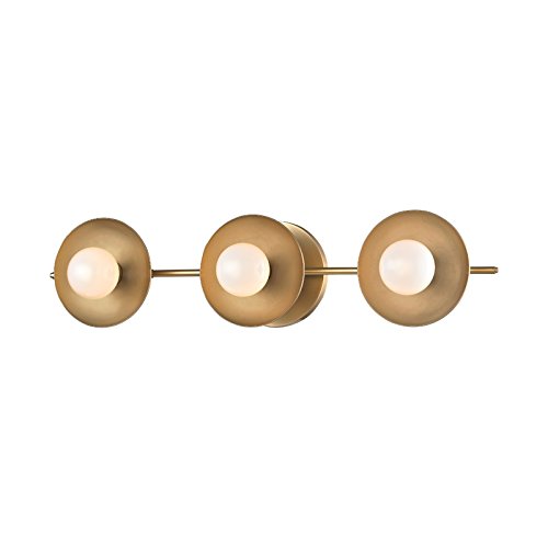 Hudson Valley Lighting9803-AGB Julien 3-Light LED Bath Bracket - 20 Inches Wide by 4.75 Inches High, Finish Color: Aged Brass