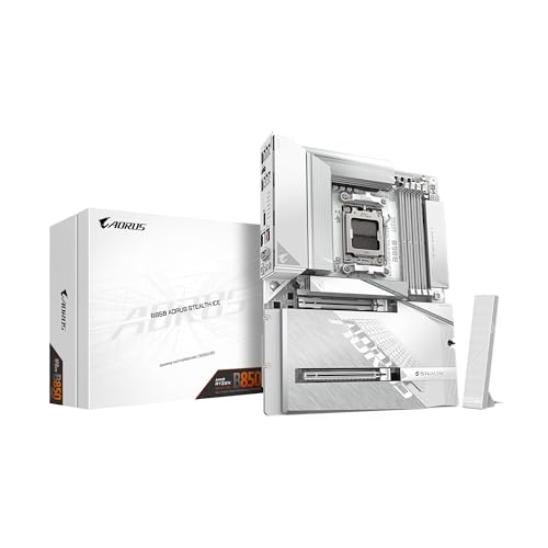 GIGABYTE B850 AORUS STEALTH ICE AMD AM5 Motherboard, ATX, DDR5, 4x M.2, PCIe 5.0, USB-C, WIFI7, 5GbE LAN, EZ-Latch,