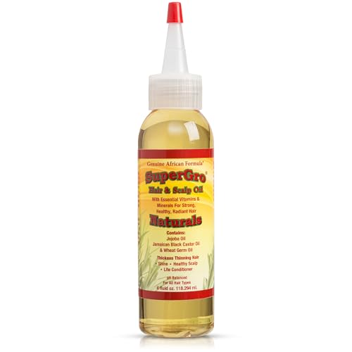 SuperGro Hair & Scalp Oil for Moisturizing, Strengthening, Nourishing, Shinning – Black Castor Light Serum Blend for Dry Scalp and Growth – For Women & Men – Grow, Care Oil 4 oz