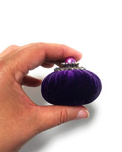 2" Purple Velvet Emery Sand Filled Abrasive Pin Cushion for Sewing - 3.5 oz Emery Powder - Handmade in USA (2", Purple)