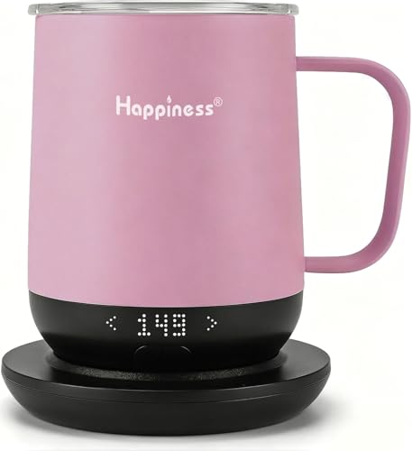Image of Happiness Smart Heated Coffee Mug,12oz Rechargeable Electric Self Heating Temperature Control Coffee Cup