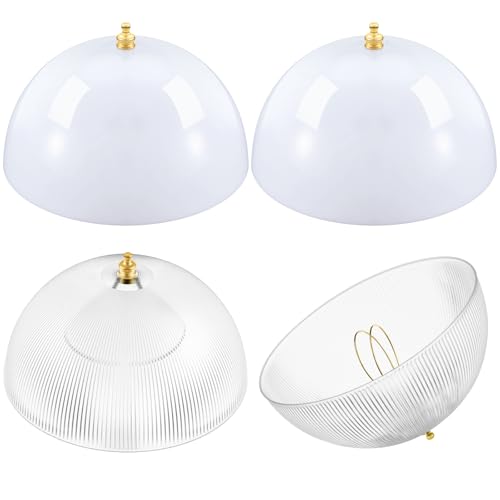 Image of Marsui 4 Pcs Clip on Dome Lamp Shade for A-type Bulb, 7 5 /8 inch Diameter x 4 1 /10 inch Height Ceiling Shade, Soft Glow Easy Clean Light Cover for Basement Hallway (Classic and Pattern,Gold Clip)