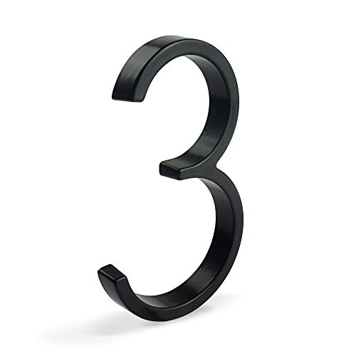 HASWARE Letrero flotante con número de casa, 5 pulgadas,(12 cm) números de puerta modernos, placa de señalización, números de dirección de casa (Negro, 3) Cover