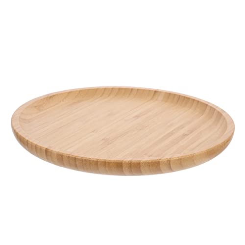 Unomor Beautiful Wooden Fruit Plate Serving Tray Round Storage Plate for Kitchen
