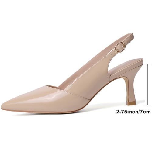 Image of Mostrin Kitten Heels for Women Slingback Pointed Closed Toe Heels Women's Pumps Shoes for Wedding, Party, Commuting