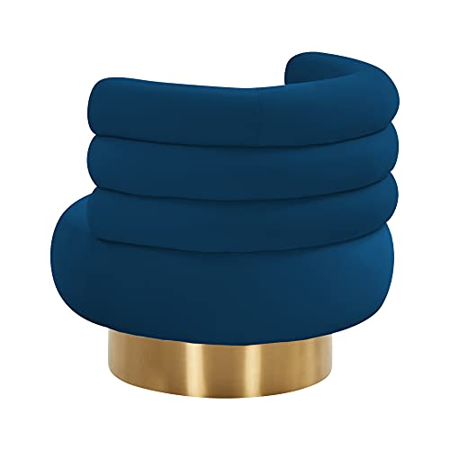 Sillón giratorio terciopelo azul marino miniatura 6