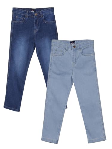 Image of KiddoPanti Boys Full Length Stretchable Straight Fit Washed Denim Jeans