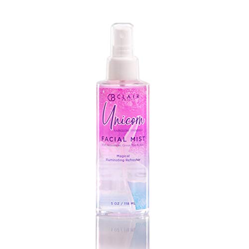 CLAIR BEAUTY Unicorn Shimmer Moisturizing Facial Mist Toner - W/Rosewater, Green Tea & Aloe | Reduces Wrinkles, Fine Lines & Wrinkles | Energizing, Hydrating & Toning - 118mL