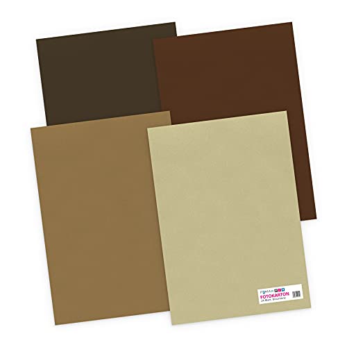 itenga Tonpapier 24 Blatt DIN A4 130 g/qm Brauntöne Erdtöne- Farbmix - 4 Farben je 6 Blatt Tonpapier Bastelpapier Bogen durchgefärbt zum kreativen Gestalten und Basteln