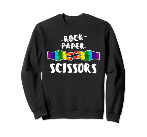 Rock Paper Scissors LGBT-Q Gay Pride Proud Ally Rainbow Flag Sweatshirt, Black