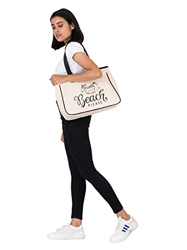 Image of AQVA Women & Men Cotton Tote Bag, Black and White Collection