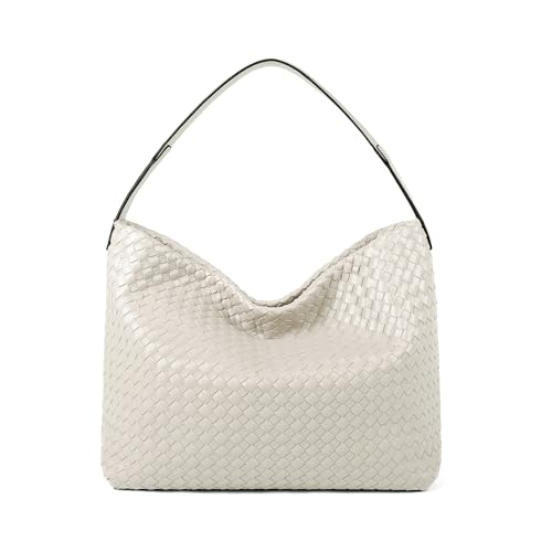 Woven Tote Bag for Women, Lightweight Vegan Leather Crossbody Purse Large shoulder handbag for Travel, Work
