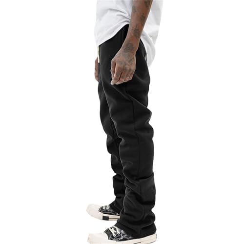 Mens Sweatpants Flare Stacked Joggers Open Bottom Track Pants Elastic Drawstring Waist Bell Bottoms Workout Trousers2
