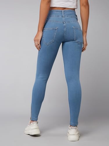 Image of Dolce Crudo Women's Skinny High Rise Bleached Cropped Stretchable Denim Jeans