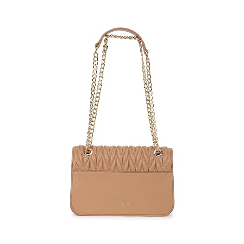 Image of Fastrack QuiltGrid Shoulder Bag | Faux-Leather Women's Handbag | Diamond Quilted Design | Adjustable Chain Strap | Zipper & Magnetic Closure | Gold-Finish Hardware