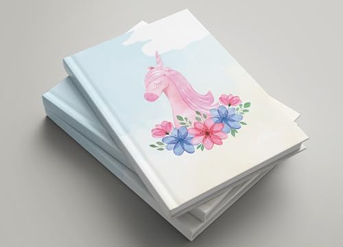 Image of AccuPrints Hard Bound Paper Notebook|Compact Size A5 (8.25 x 5.7)|200 Pages, 80 gsm|Flat Opening Hardbound Sky Blue Unicorn diary-01