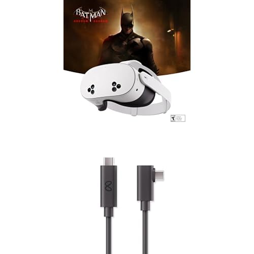 Meta Quest 3S 256GB — Get Batman: Arkham Shadow and a 3-Month Trial of Meta Quest+ Included — All-in-One Headset + Meta Quest Link Cable - Virtual Reality Headset Cable for Quest - 16FT (5M) - PC VR