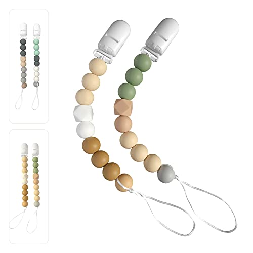 Image of ISEAINNO Silicone Pacifier Clips for Baby Girls & Boys, Baby Pacifier Holder Clip, Pacifier Strap Pacifier Leash,Gift for Baby Shower and Birthday,2 Pack