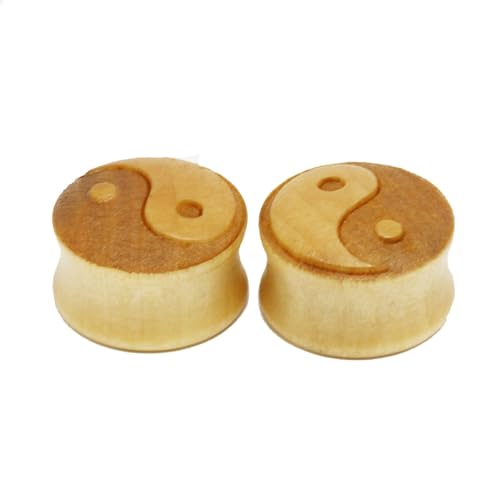 RDSGYZ 2 unidades de dilatadores atemporales para unisex, de madera, con diseño de Yin Yang, 18MM(11/16''), Madera, Sin gemas