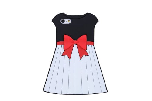 NOV@GO® Carcasa silicona negra y roja; nuevo diseño trench con forma de vestido! para Apple iPhone 5/5S