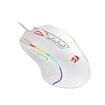 Redragon M612 Predator RGB Gaming Mouse, 8000 DPI Wired Optical Mouse with 11 Programmable Buttons & 5 Backlit Modes, Software Supports DIY Keybinds Rapid Fire Button, White