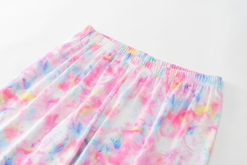 Image of Tie Dye Mermaid Sloth Christmas Halloween Pajamas for Girls Long Sleeve and Pants Nighty PJS 2-piece Set Size 6-16