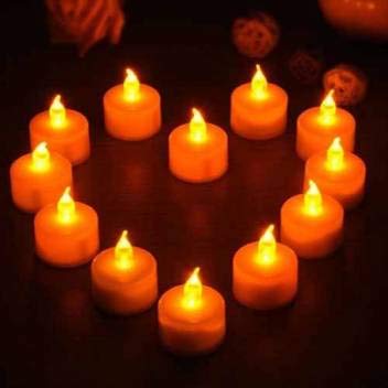 Rudraksh Led Candles for Diwali Decoration Battery Operated Tealight Candles Decorative Lights for Home and Wall Lighting Decor - Set of 12