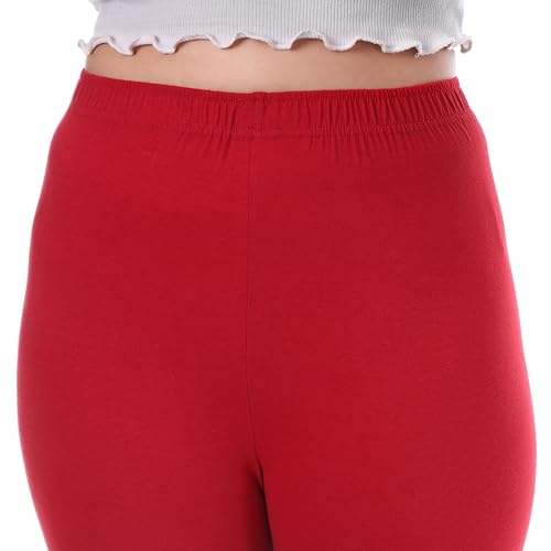Image of TPF Women Solid Cotton Lycra Stretchable Leggings | Comfortable Ankle-Length Slim Fit Leggings for Women & Girls | Soft, Breathable Wear Bottoms