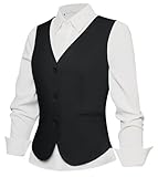 Belle Poque Women Black Suit Vest Fashion Summer Vest Tops Steampunk Cosplay Waistcoat (Black, XL)