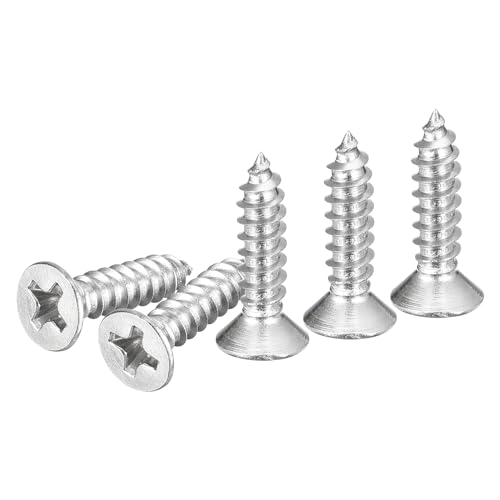 Image of DTGN 100Pcs #7x5 /8 inch Flat Head Wood Screws, 304 Stainless Steel Phillips Self Tapping Screws - Good for Woodworking, Furniture - Silver