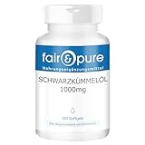 Fair & Pure Schwarzkümmelöl 1000mg, 180 Stück, 1000mg Schwarzkümmelöl pro Softgel, kaltgepresst, Nahrungsergänzungsmittel ohne Zusätze, in Deutschland hergestellt