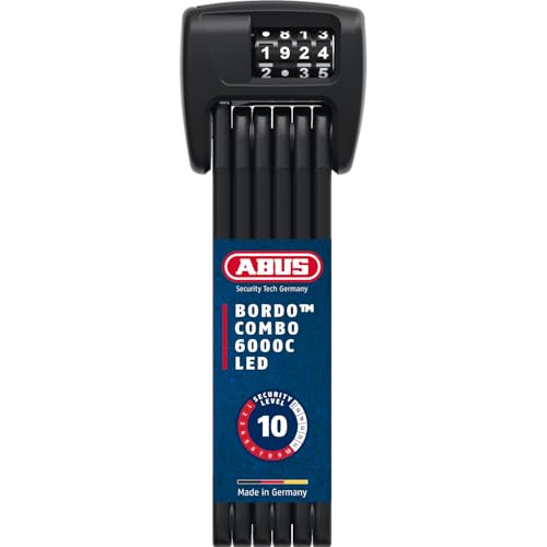 ABUS Faltschloss Bordo 6000C LED mit SH Schlosshalterung - faltbares Fahrradschloss mit beleuchtetem Zahlencode - ABUS-Sicherheitslevel 10 - Länge 90 cm