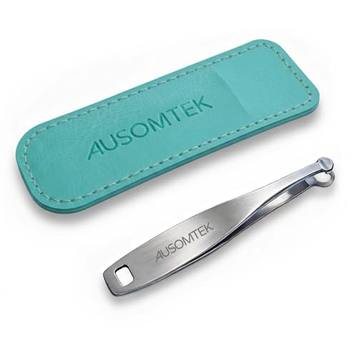 AUSOMTEK Circular Nasal Hair Clipper with Safe Round-Tip Professional Stainless Steel Manual Nose Hair Trimmer Tweezers Painless Ear & Eyebrow Grooming Tool for Men and Women