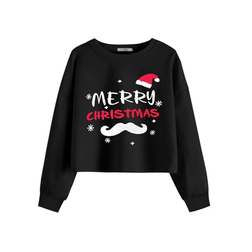 Image of Arshiner Girls Crop Tops Kids Long Sleeve Pullover Sweatshirts Girls Cropped Crewneck Sweatshirt for Teen Girl