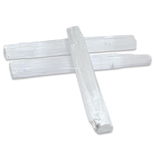 Image of Certified Selenite Wand Charging Plate Stick - Pack of 3 Selenite Crystal 8 inch Stick to Charge Crystal, Cleansing Re-Energy Work, Meditation and Pooja (Rectangular)